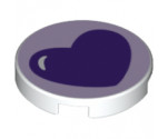 Tile, Round 2 x 2 with Bottom Stud Holder with Dark Purple Heart Pattern