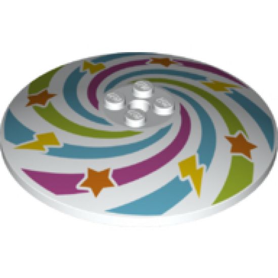 Dish 8 x 8 Inverted (Radar) with Swirls, Stars, and Lightning Bolts pattern
