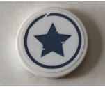 Tile, Round 2 x 2 with Bottom Stud Holder with Sand Blue Star in Circle Pattern (Sticker) - Set 76075