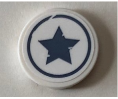 Tile, Round 2 x 2 with Bottom Stud Holder with Sand Blue Star in Circle Pattern (Sticker) - Set 76075