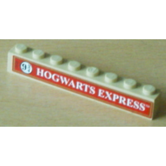Brick 1 x 8 with Red Hogwarts Express Platform 9 3/4 Pattern (Sticker) - Set 4708