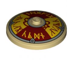 Dish 4 x 4 Inverted (Radar) with Solid Stud with Viking Shield Dark Red / Yellow Rune Pattern