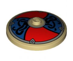 Dish 4 x 4 Inverted (Radar) with Solid Stud with Viking Shield Red / Blue with Black Ornament Pattern