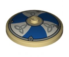 Dish 4 x 4 Inverted (Radar) with Solid Stud with Viking Shield Blue / White Sections and Silver Ornament Pattern