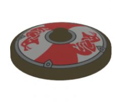 Dish 4 x 4 Inverted (Radar) with Solid Stud with Viking Shield Red / White Sections and Red Serpent Pattern