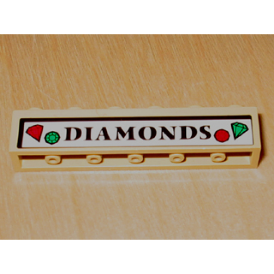Brick 1 x 6 with 'DIAMONDS' Pattern (Sticker) - Set 4853