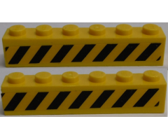 Brick 1 x 6 with Black and Yellow Danger Stripes Pattern on Both Sides (Stickers) - Set 7898