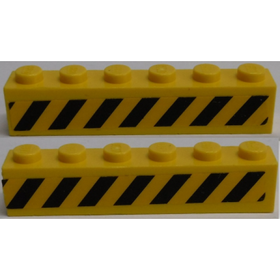 Brick 1 x 6 with Black and Yellow Danger Stripes Pattern on Both Sides (Stickers) - Set 7898