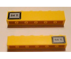 Brick 1 x 6 with Black '54T.' Pattern on Both Sides (Stickers) - Set 7898