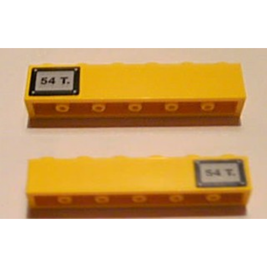 Brick 1 x 6 with Black '54T.' Pattern on Both Sides (Stickers) - Set 7898