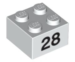 Brick 2 x 2 with Black '28' Pattern