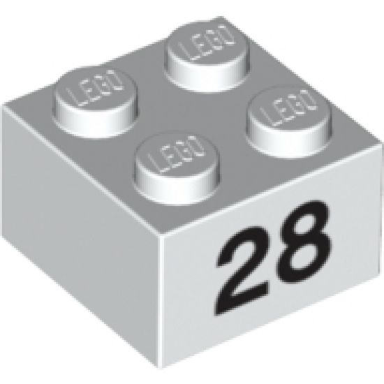 Brick 2 x 2 with Black '28' Pattern