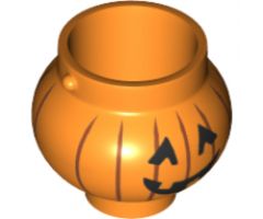 Minifigure, Utensil Pot Small with Handle Holders and Pumpkin Jack O' Lantern with Angular Eyes Pattern