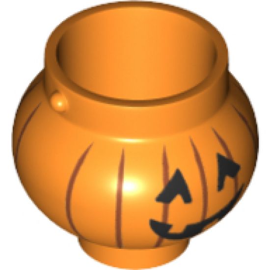 Minifigure, Utensil Pot Small with Handle Holders and Pumpkin Jack O' Lantern with Angular Eyes Pattern