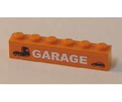 Brick 1 x 6 with Truck, Car and 'GARAGE' Pattern (Sticker) - Set 7642