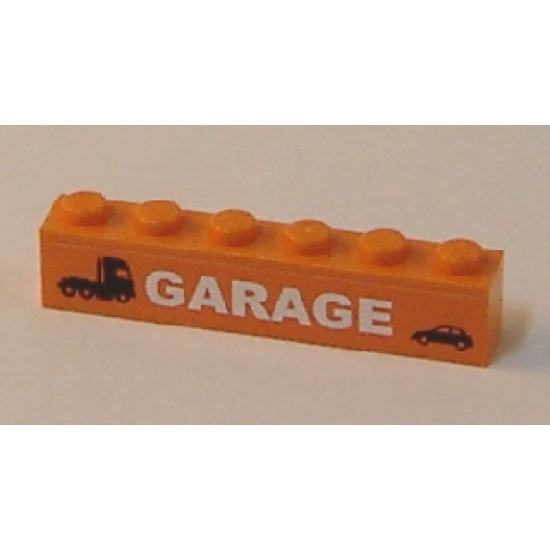 Brick 1 x 6 with Truck, Car and 'GARAGE' Pattern (Sticker) - Set 7642