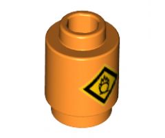 Brick, Round 1 x 1 with Fire Danger Sign Pattern