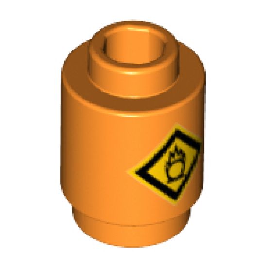 Brick, Round 1 x 1 with Fire Danger Sign Pattern