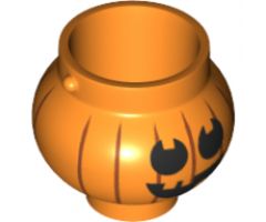 Minifigure, Utensil Pot Small with Handle Holders and Pumpkin Jack O' Lantern with Round Eyes Pattern