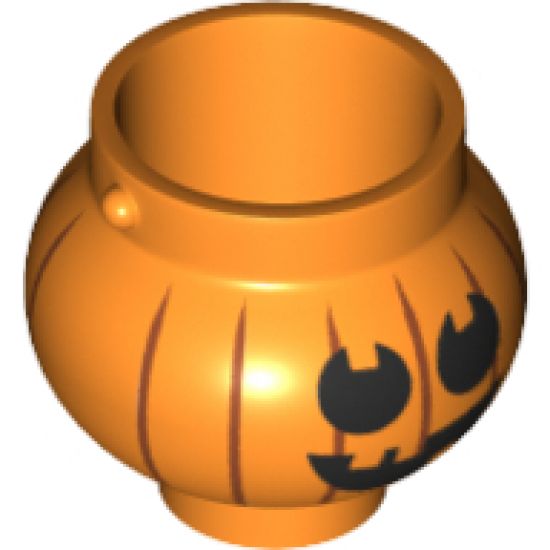 Minifigure, Utensil Pot Small with Handle Holders and Pumpkin Jack O' Lantern with Round Eyes Pattern