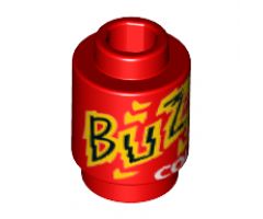 Brick, Round 1 x 1 with Black, Yellow and White 'BUZZ COLA' Pattern
