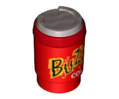 Minifigure, Utensil Cup, Take Out Cup with Metallic Silver Lid and 'BUZZ COLA' Pattern