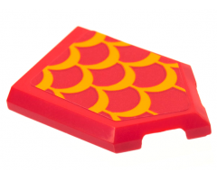 Tile, Modified 2 x 3 Pentagonal with Bright Light Orange Scales Pattern (Sticker) - Set 75550