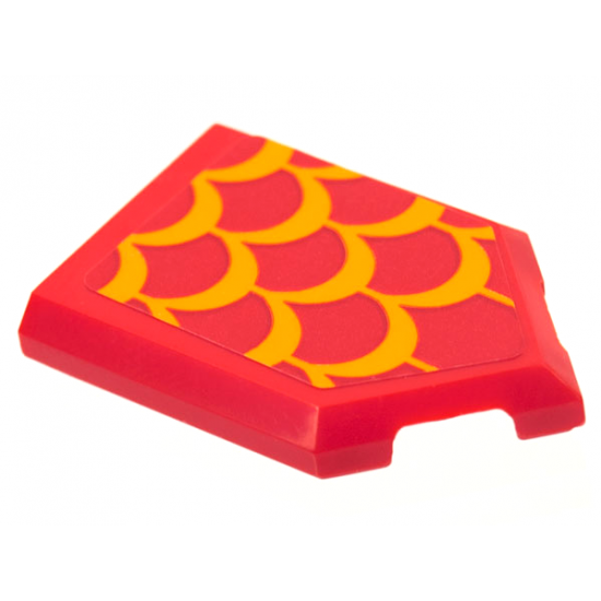 Tile, Modified 2 x 3 Pentagonal with Bright Light Orange Scales Pattern (Sticker) - Set 75550