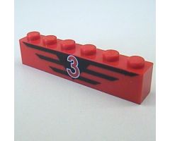Brick 1 x 6 with Red 3 and Black Stripes Pattern