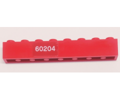 Brick 1 x 8 with White '60204' Pattern Model Right Side (Sticker) - Set 60204
