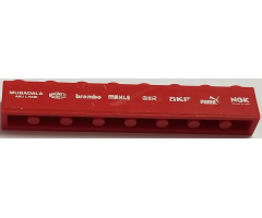 Brick 1 x 8 with 'MUBADALA ABU DHABI', 'MAGNETTI MARELLI', 'brembo', 'MAHLE', 'IIR', 'SKF', 'PUMA', 'NGK SPARK PLUGS' Pattern (Sticker) - Set 8185