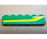 Brick 1 x 6 with Lime Green and Yellow Stripes Pattern Model Left (Sticker) - Set 4589