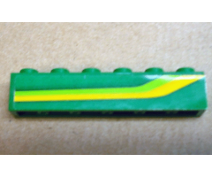 Brick 1 x 6 with Lime Green and Yellow Stripes Pattern Model Left (Sticker) - Set 4589