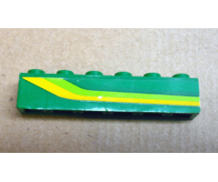 Brick 1 x 6 with Lime Green and Yellow Stripes Pattern Model Right (Sticker) - Set 4589