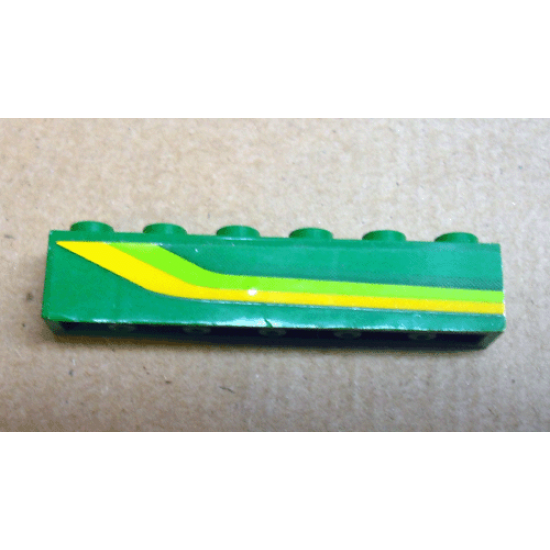 Brick 1 x 6 with Lime Green and Yellow Stripes Pattern Model Right (Sticker) - Set 4589