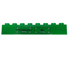 Brick 1 x 8 with Black 'PNEUMATICS' and 'OIL' Panels Pattern (Sticker) - Set 7898