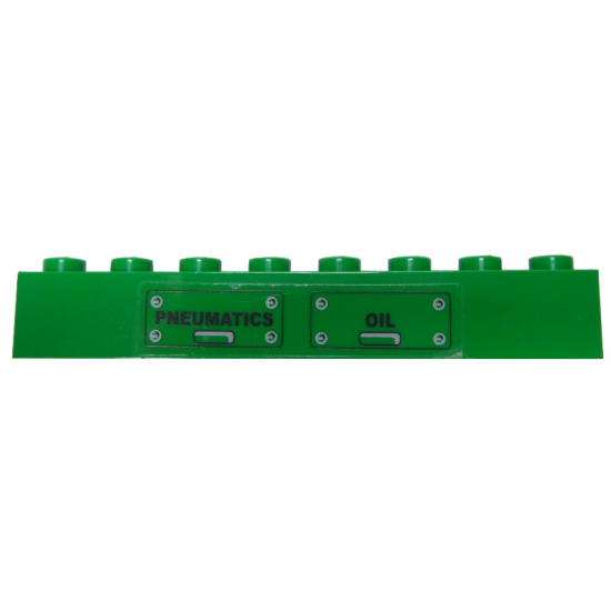 Brick 1 x 8 with Black 'PNEUMATICS' and 'OIL' Panels Pattern (Sticker) - Set 7898