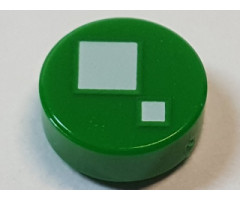 Tile, Round 1 x 1 with 2 White Squares Pattern (BrickHeadz Standard Eye)