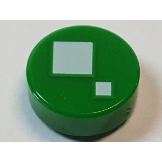 Tile, Round 1 x 1 with 2 White Squares Pattern (BrickHeadz Standard Eye)