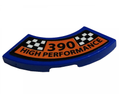 Tile, Round Corner 2 x 2 Macaroni with Black '390 HIGH PERFORMANCE' and Checkered Pattern (Sticker) - Set 10265