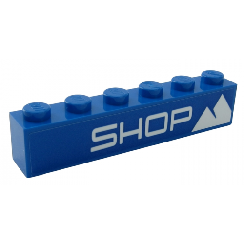 Brick 1 x 6 with White 'SHOP' and Mountain Pattern (Sticker) - Set 60203