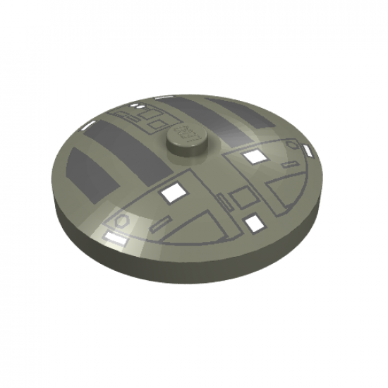 Dish 4 x 4 Inverted (Radar) with Solid Stud with Star Wars TIE Hatch Black and White Pattern