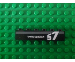 Brick 1 x 6 with 'FIRE GHOST' and '57' Pattern Model Right Side (Sticker) - Set 8165