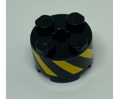 Brick, Round 2 x 2 with Black and Yellow Danger Stripes Pattern (Sticker) - Set 70610