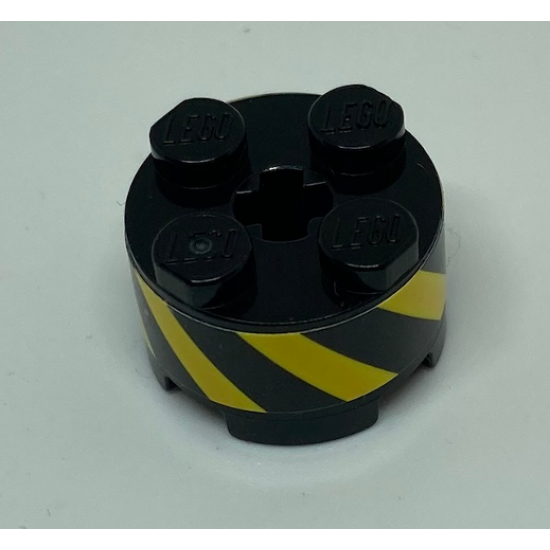 Brick, Round 2 x 2 with Black and Yellow Danger Stripes Pattern (Sticker) - Set 70610