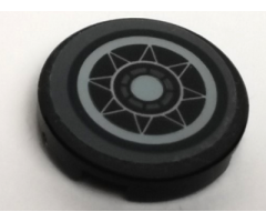 Tile, Round 2 x 2 with Bottom Stud Holder with SW X-wing 8 Point Star Inspection Hatch Pattern (Sticker) - Set 75149