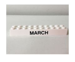 Brick 2 x 10 with Black 'MARCH' and 'APRIL' Pattern on opposite sides