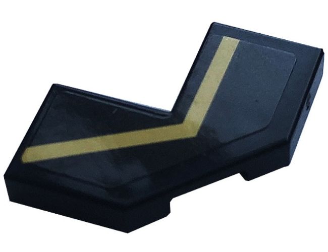 Tile, Modified Facet 2 x 2 Corner with Cut Corner with Gold Stripe Pattern Model Left Side (Sticker) - Set 76899
