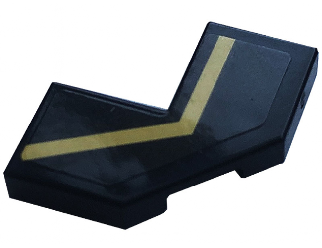Tile, Modified Facet 2 x 2 Corner with Cut Corner with Gold Stripe Pattern Model Left Side (Sticker) - Set 76899
