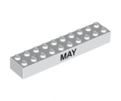 Brick 2 x 10 with Black 'MAY' and 'JUNE' Pattern on opposite sides